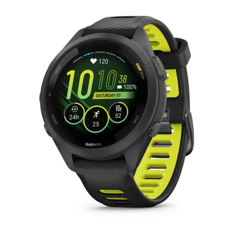 Смарт-годинник Garmin Forerunner 265S з чорний силіконовим ремінцем