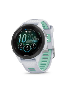 Смарт-годинник Garmin Forerunner 265S білий корпус з чорним безелем та білим силіконовим ремінцем
