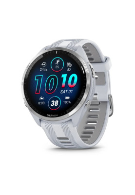 Смарт-годинник Garmin Forerunner 965 білий корпус з титановим безелем з білим силіконовим ремінцем