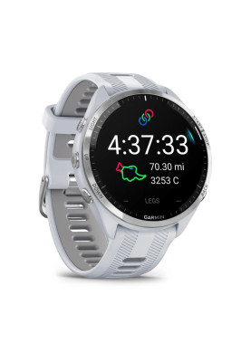 Смарт-годинник Garmin Forerunner 965 білий корпус з титановим безелем з білим силіконовим ремінцем