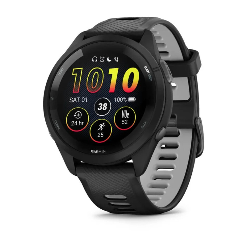 Смарт-годинник Garmin Forerunner 265 з чорний силіконовим ремінцем чорного кольору