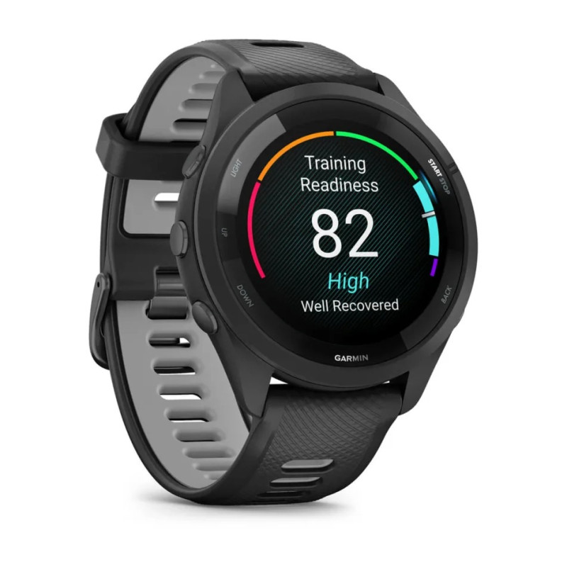 Смарт-годинник Garmin Forerunner 265 з чорний силіконовим ремінцем чорного кольору