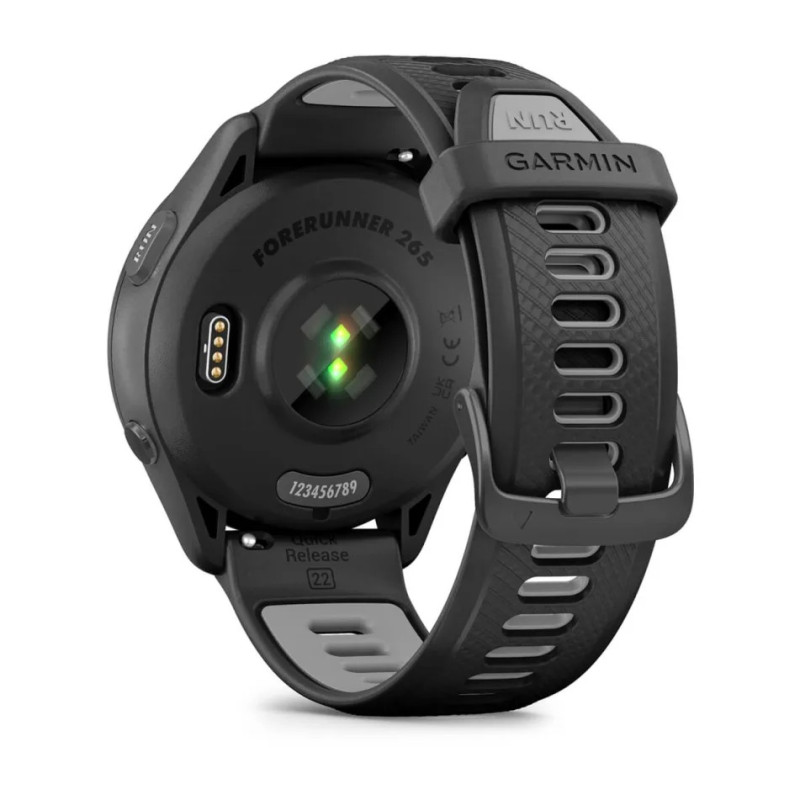 Смарт-годинник Garmin Forerunner 265 з чорний силіконовим ремінцем чорного кольору