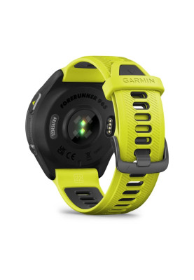 Смарт-годинник Garmin Forerunner 965 чорний корпус з сірим титановим безелем з жовтим силіконовим ремінцем