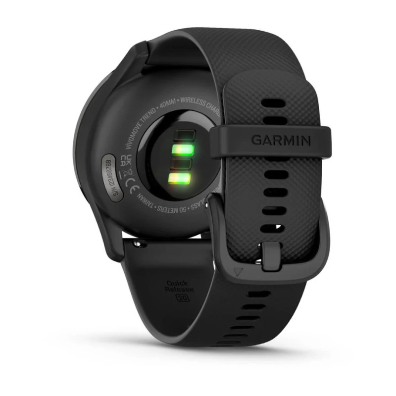 Гібридні смарт-годинник Garmin vivomove Trend Black з силіконовим ремінцем