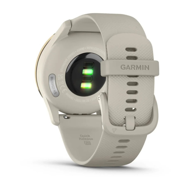 Гібридні смарт-годинник Garmin vivomove Trend Cream Gold з силіконовим ремінцем