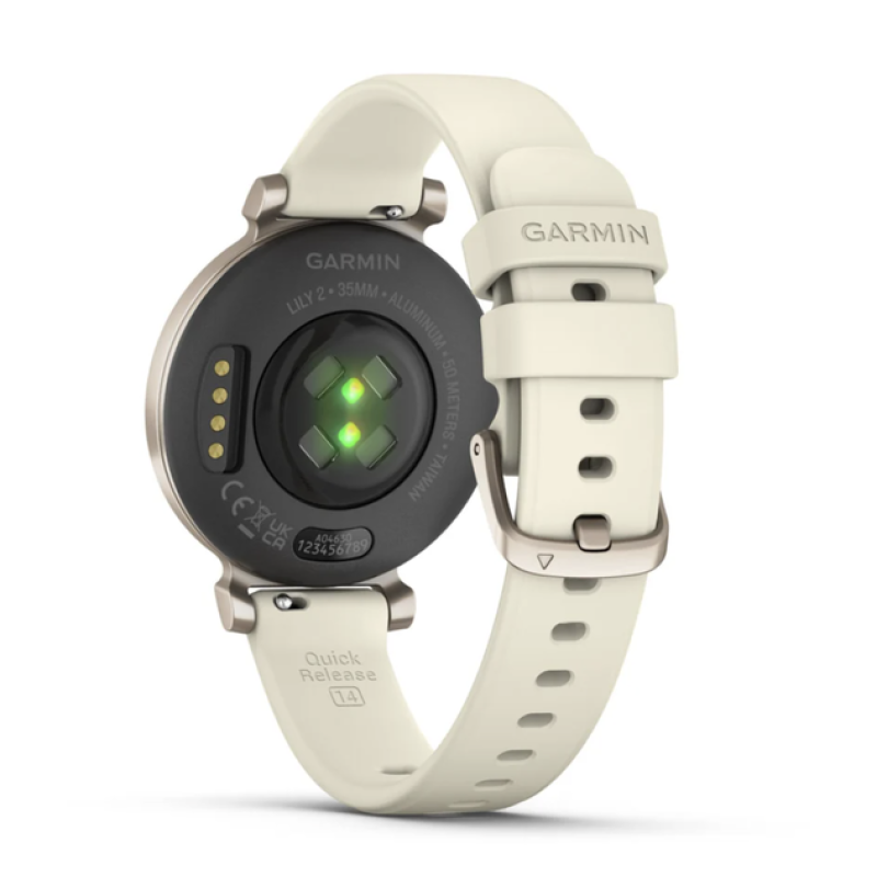 Смарт-годинник Garmin Lily 2 кремове золото з силіконовим ремінцем кольору кокос