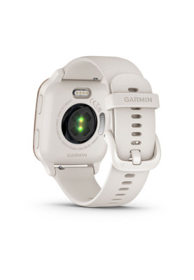 Смарт-годинник Garmin Venu Sq 2 Music корпус кольору персикове золото з силіконовим ремінцем кольору слонова кістка