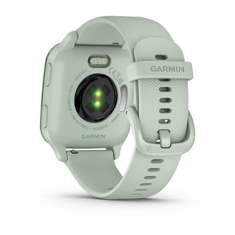 Смарт-годинник Garmin Venu Sq 2 з алюмінієвим безелем та силіконовим ремінцем м'ятного кольору