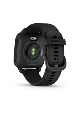 Смарт-годинник Garmin Venu Sq 2 Music Edition чорний з сірим алюмінієвим безелем та чорним силіконовим ремінцем