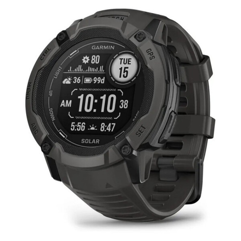 Смарт-годинник Garmin Instinct 2X Solar з силіконовим ремінцем кольору графіт