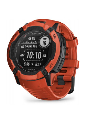 Смарт-годинник Garmin Instinct 2X Solar з червоним силіконовим ремінцем