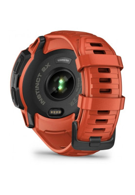 Смарт-годинник Garmin Instinct 2X Solar з червоним силіконовим ремінцем