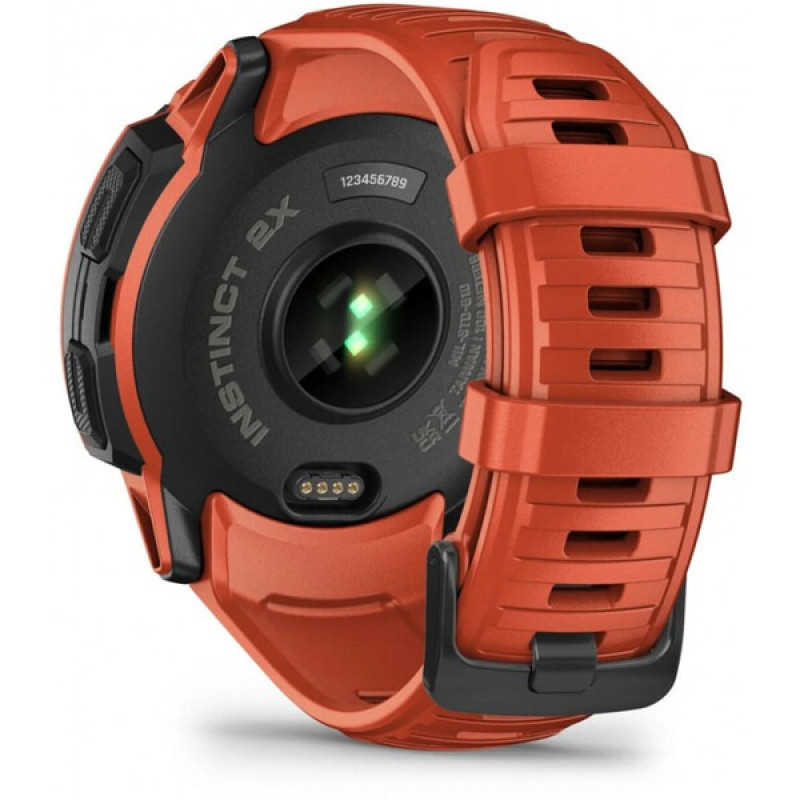 Смарт-годинник Garmin Instinct 2X Solar з червоним силіконовим ремінцем