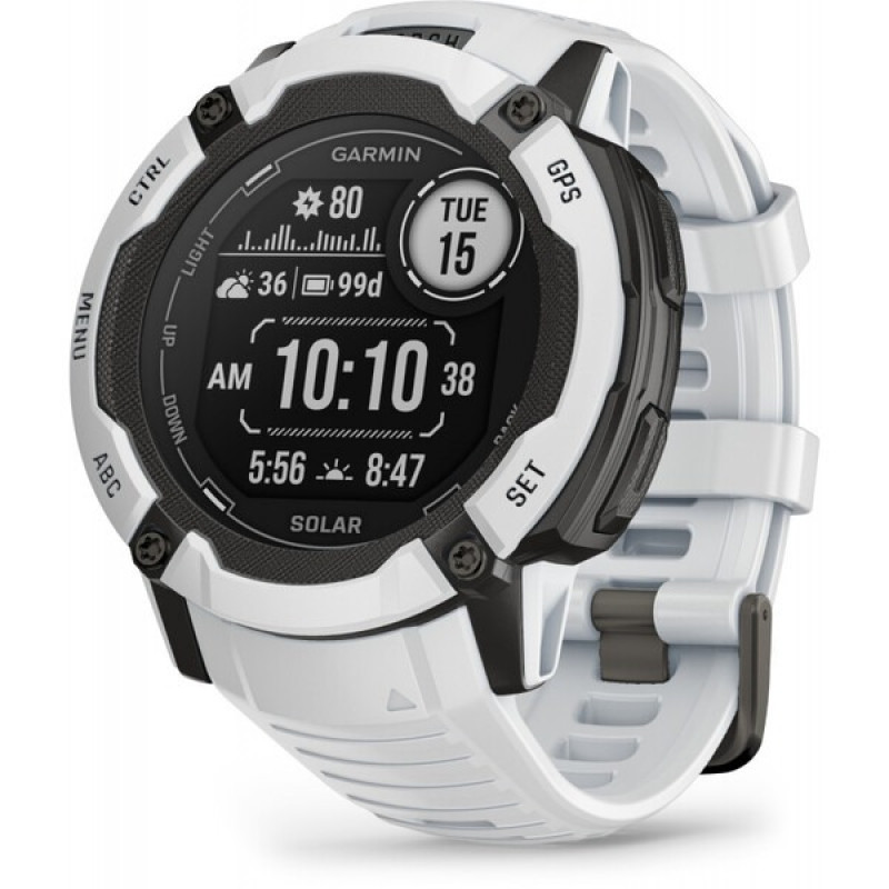 Смарт-годинник Garmin Instinct 2X Solar з білим силіконовим ремінцем