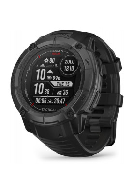 Тактичний годинник Garmin Instinct 2X Solar Tactical Edition – Black з чорним силіконовим ремінцем