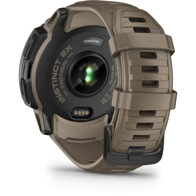 Тактичний годинник Garmin Instinct 2X Solar Tactical Edition – Coyote Tan з коричневим силіконовим ремінцем
