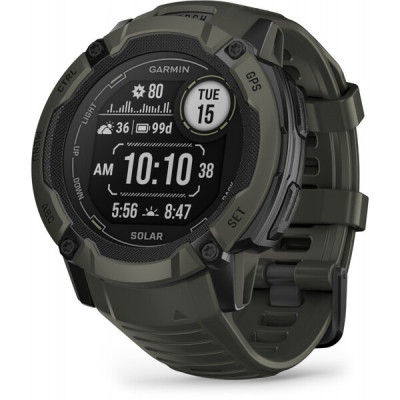 Смарт-годинник Garmin Instinct 2X Solar з силіконовим ремінцем кольору мох
