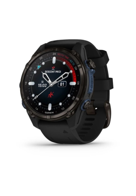 Смарт-годинник Garmin Descent Mk3i 43 мм сірий карбон DLC титановий з чорним силіконовим ремінцем