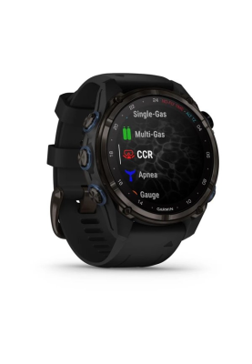 Смарт-годинник Garmin Descent Mk3i 43 мм сірий карбон DLC титановий з чорним силіконовим ремінцем
