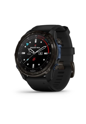 Смарт-годинник Garmin Descent Mk3i 51 мм корпус сірий карбон титановий DLC з чорним силіконовим ремінцем