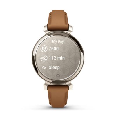 Смарт-годинник Garmin Lily 2 Classic кремове золото з коричневим шкіряним ремінцем