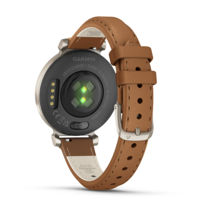 Смарт-годинник Garmin Lily 2 Classic кремове золото з коричневим шкіряним ремінцем