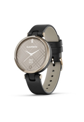 Garmin Lily Classic Cream Gold Bezel with Black Case and Italian Leather Band