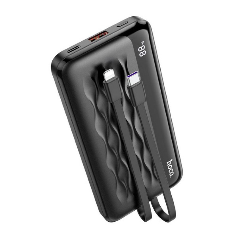 Зовнішній портативний акумулятор Hoco J90A 10000mAh Black 22.5W з вбуд. кабелями