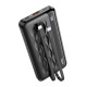 Зовнішній портативний акумулятор Hoco J90A 10000mAh Black 22.5W з вбуд. кабелями