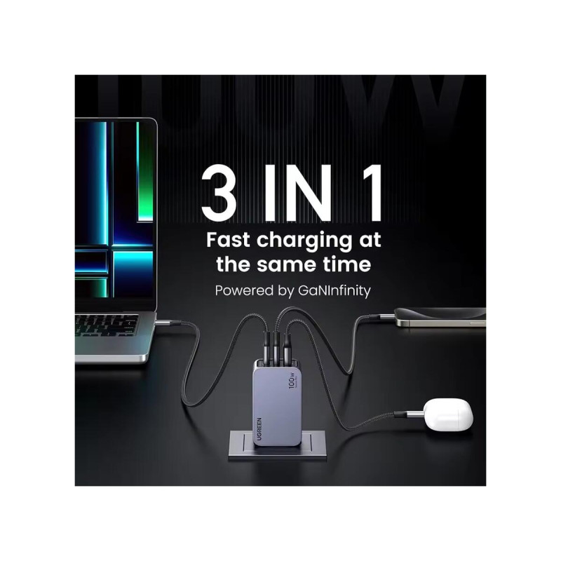 Зарядний пристрій UGREEN X757 Nexode Pro GaN Fast Charger Set 100W EU