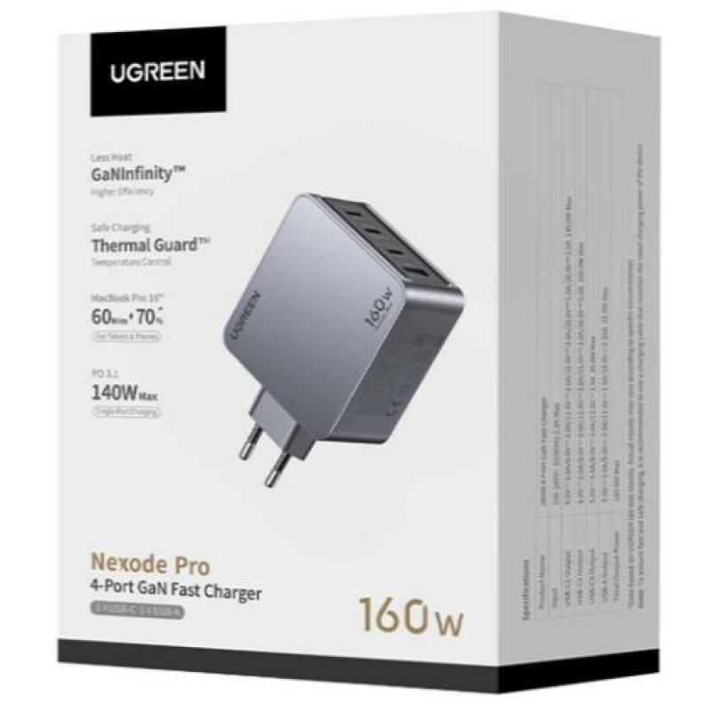 Зарядний пристрій UGREEN Nexode Pro X763 GaN 160W Gray