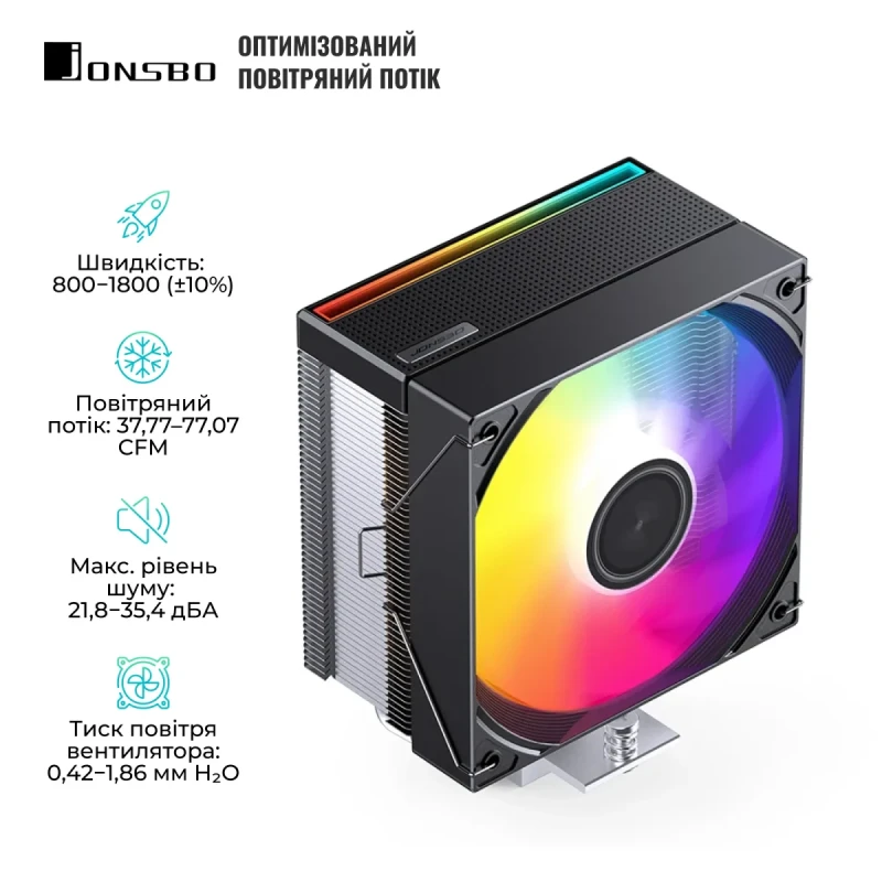 Процесорний кулер JONSBO CB40 Black (120mm/4pin/1800RPM/35.4Dba/4 тепл. трубки)