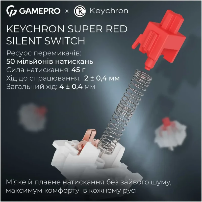 Клавіатура GamePro Asgard Yord Keychron Super Red Switch Wireless/Bluetooth/USB-C White (MK266WH)