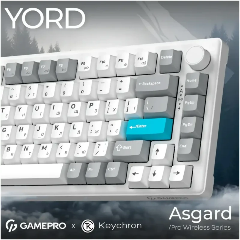 Клавіатура GamePro Asgard Yord Keychron Super Red Switch Wireless/Bluetooth/USB-C White (MK266WH)