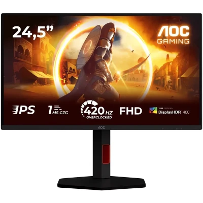 Монітор 25" AOC 25G4KUR (FHD) 1920×1080 (FHD) Fast IPS 420Hz 0,5ms, 350cd/m², Adaptive Sync, G-SYNC Compatible, DisplayPort, HDMI, Pivot