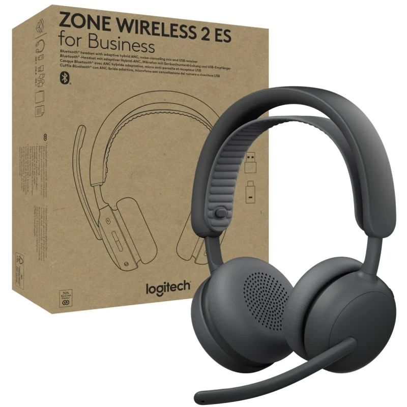 Навушники Logitech Zone Wireless 2 ES for Business Graphite TEAMS version with receiver (981-001493)
