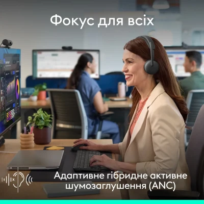 Навушники Logitech Zone Wireless 2 ES for Busines Graphite UC version (981-001498) Навушники Logitech Zone Wireless 2 ES for Busines Graphite UC version (981-001498)