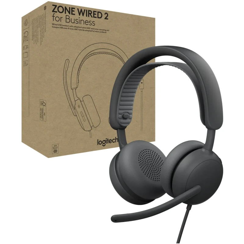 Навушники Logitech Zone Wired 2 for Business USB Graphite TEAMS version (981-001615)
