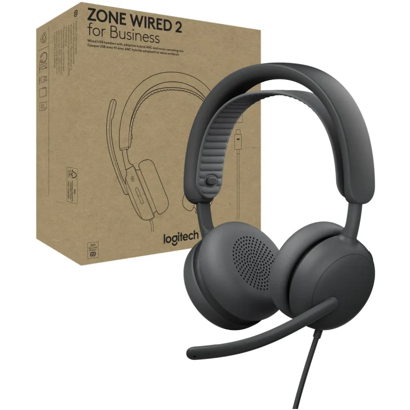Навушники Logitech Zone Wired 2 for Business USB Graphite UC version (981-001618)