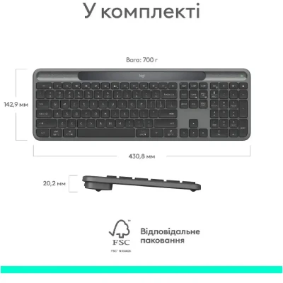 Клавіатура Logitech Signature Slim Solar Plus K980 Graphite (920-013764) Клавіатура Logitech Signature Slim Solar Plus K980 Graphite (920-013764)