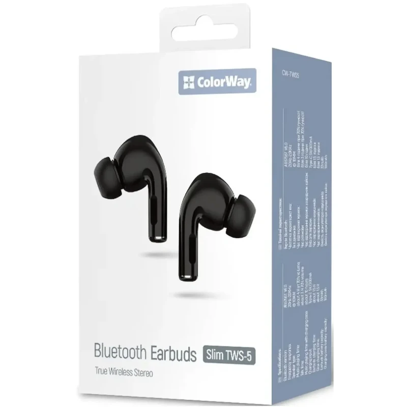 Навушники бездротові СolorWay Slim TWS-5 Earbuds Black (CW-TWS5BK)
