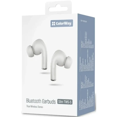 Навушники бездротові СolorWay Slim TWS-5 Earbuds White (CW-TWS5WT) Навушники бездротові СolorWay Slim TWS-5 Earbuds White (CW-TWS5WT)