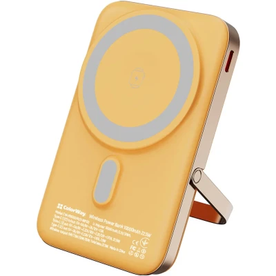 УМБ ColorWay 10000mAh 15W MagSafe & Watch Wireless Amber (USB-C PD 22.5W) (CW-PB100LPA2Y-WPDD)
