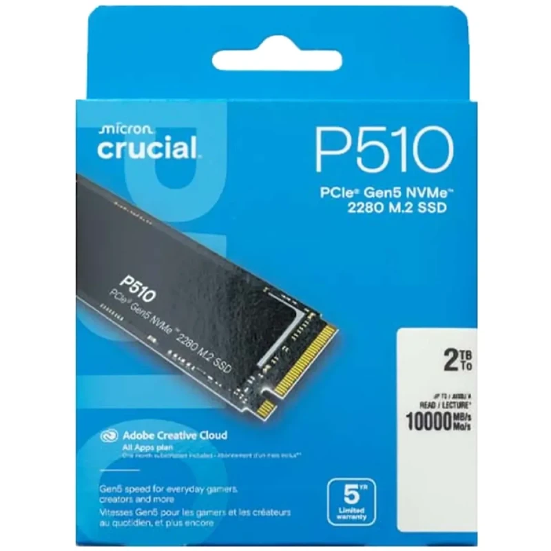 SSD Crucial P510 2TB PCIe 5.0 x4 NVMe M.2 R:10000 / W:8700 MB/s (CT2000P510SSD8)
