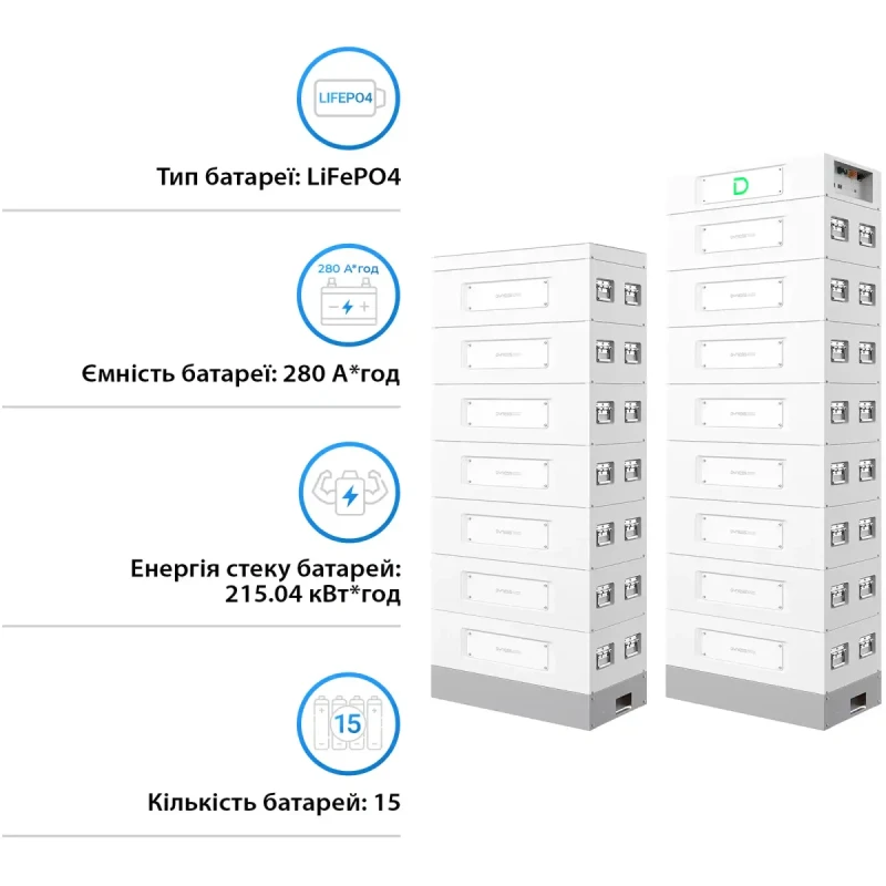 Блок аккумуляторних батарей Dyness STACK280-15 15xS51280 215kWh 768V 280Ah LiFePO4 SBDU280 (STACK280-15-215kWh)
