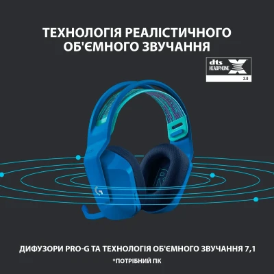 Навушники Logitech G733 Lightspeed Wireless RGB Gaming Headset Blue (981-000943) Навушники Logitech G733 Lightspeed Wireless RGB Gaming Headset Blue (981-000943)