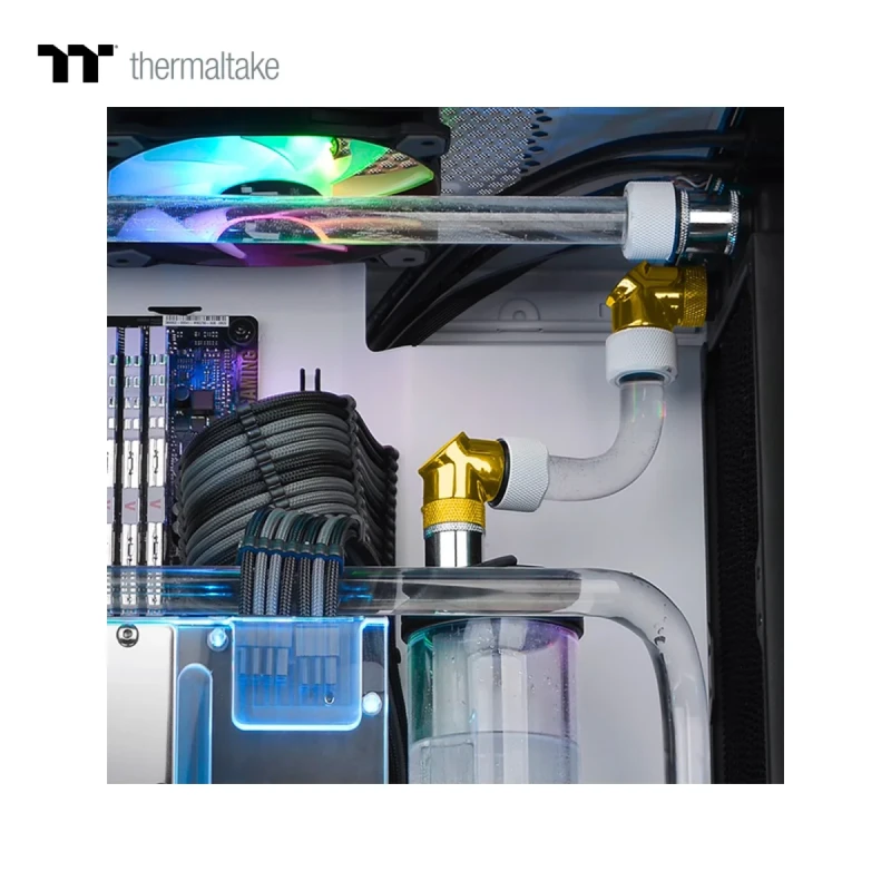 Фітінг Thermaltake Pacific G1/4 90 Degree Adapter - Gold/DIY LCS/Fitting (CL-W268-CU00GD-A)