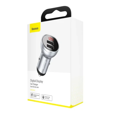 АЗП Baseus Digital Display Dual USB 4.8A Car Charger 24W Silver (CCBX-0S)