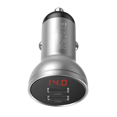 АЗП Baseus Digital Display Dual USB 4.8A Car Charger 24W Silver (CCBX-0S)